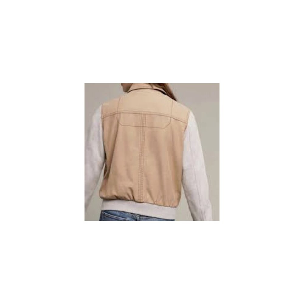 Anthropologie Hei Hei Excursion Tan Cotton Bomber Jacket L - Picture 2 of 8